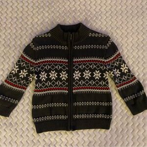 Kids Patterned Knit Jacket - Black, White, Red